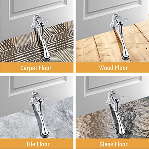 12 Pack 6 Inch Door Stoppers Kick Down Door Stopper Hands Free Kick Door Stop Bulk Heavy Duty Metal Door Kickstand Flip Down Door Stops for Bottom of Door with Adjustable Height and Rubber Tip