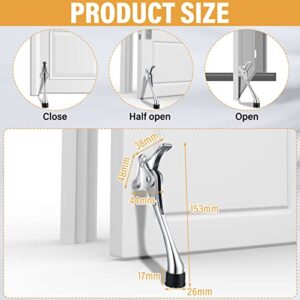 12 Pack 6 Inch Door Stoppers Kick Down Door Stopper Hands Free Kick Door Stop Bulk Heavy Duty Metal Door Kickstand Flip Down Door Stops for Bottom of Door with Adjustable Height and Rubber Tip