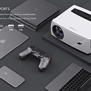 COOAU WiFi Bluetooth Projector HD 1080p Compact Portable Projector, 220ANSI Dolby Sound Support Movie Projector for Outdoor Indoor Home Theater Compatible TV Stick, HDMI, Phone, Laptop, DVD, Ceiling