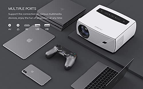COOAU WiFi Bluetooth Projector HD 1080p Compact Portable Projector, 220ANSI Dolby Sound Support Movie Projector for Outdoor Indoor Home Theater Compatible TV Stick, HDMI, Phone, Laptop, DVD, Ceiling