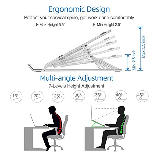 Xtree Laptop Stand,Laptop Holder Riser Computer Stand,Aluminum 7Angles Adjustable Ergonomic Non-Slip Ventilated Desktop Holder, Compatible with MacBook Air Pro, Dell XPS, Lenovo More 10-15.6” Laptops