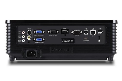 ViewSonic PJD6345 XGA 1024x768 DLP Projector with LAN Control, Wired and Wireless LAN Display (Black)