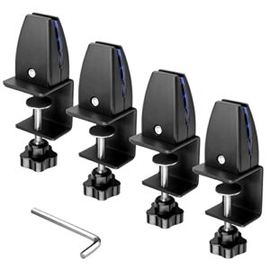 jsfurn sneeze guard support clamps 4 pcs, adjustable office partition clamp, acrylic desk divider clamps, plexiglass partition clips, aluminum privacy panel clips, punch-free partition clips (black)
