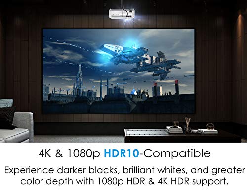 Optoma HD27HDR 1080p 4K HDR Ready Home Theater Projector for Gaming and Movies, 120Hz Support and HDMI 2.0, White