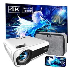 nikishap portable projector with wifi and bluetooth – enjoy 4k outdoor movies, home entertainment, and smart phone streaming with hdmi, vga, tv stick, usb, sd card support