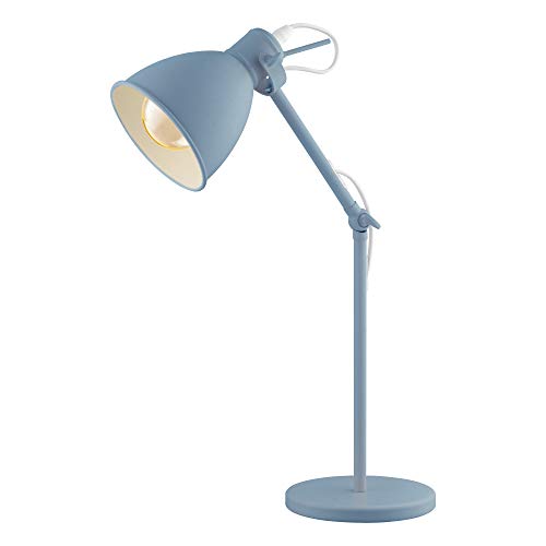 EGLO 204085A Priddy 17 inch Desk Lamp Plug-in Lighting for Living Room, Bedroom, Dorm, and Office, Pastel Light Blue