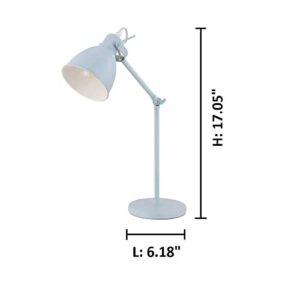 EGLO 204085A Priddy 17 inch Desk Lamp Plug-in Lighting for Living Room, Bedroom, Dorm, and Office, Pastel Light Blue