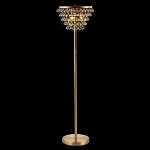 JONATHAN Y JYL9005B Jemma 60" Crystal/Metal LED Floor Lamp, Contemporary, Modern, Transitional, Elegant, Office, Living Room, Family Room, Dining Room, Bedroom, Hallway, Foyer, Brass Gold/Clear