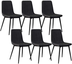 office reception guest chair set business chair, kitchen set of 6 dining chairs counter chairs lounge living room corner chairs with metal legs pu leather seat and backrests chairs ( color : black )