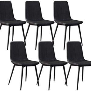 Office Reception Guest Chair Set Business Chair, Kitchen Set of 6 Dining Chairs Counter Chairs Lounge Living Room Corner Chairs with Metal Legs PU Leather Seat and Backrests Chairs ( Color : Black )