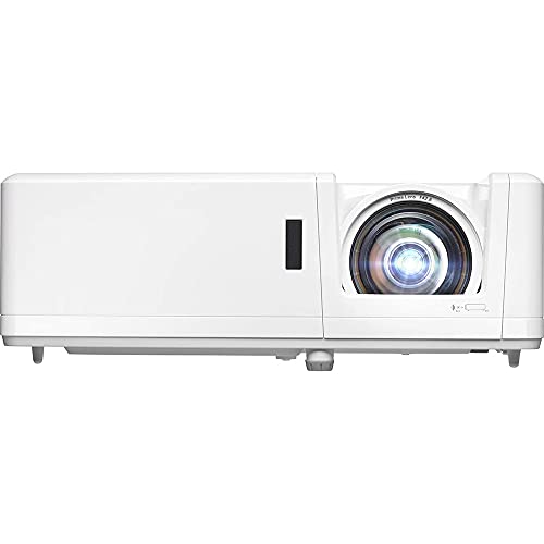 Optoma GT1090HDR Short Throw Laster Home Theater Projector Bundle with Minolta 120" Home Theater Projector Screen 16:9 Indoor Outdoor Folding with Mount Hooks