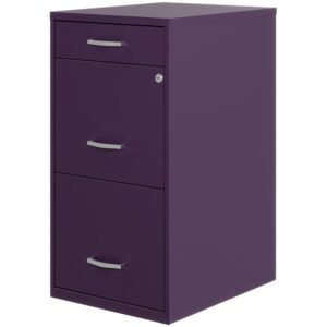 hirsh industries space solutions 18″ d 3 drawer metal organizer file cabinet midnight purple