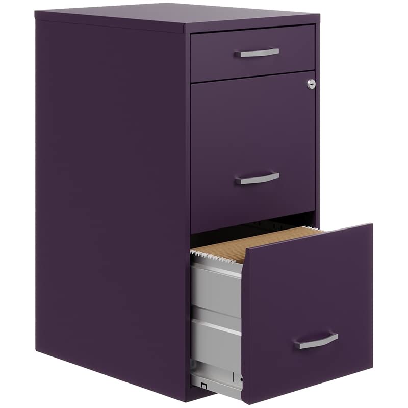 Hirsh Industries Space Solutions 18" D 3 Drawer Metal Organizer File Cabinet Midnight Purple