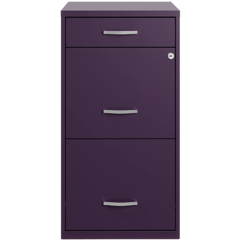 Hirsh Industries Space Solutions 18" D 3 Drawer Metal Organizer File Cabinet Midnight Purple