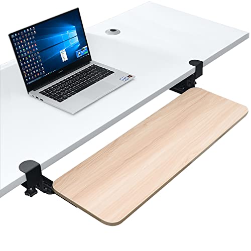 BOWEN EZ Keyboard Tray Under Desk, Slide-Out Keyboard Drawer Keyboard Platform, Clamp-On Mouse Keyboard Sliding Tray Computer Desk Extender for Typing Workstation, 25.3" W x 9.8" D