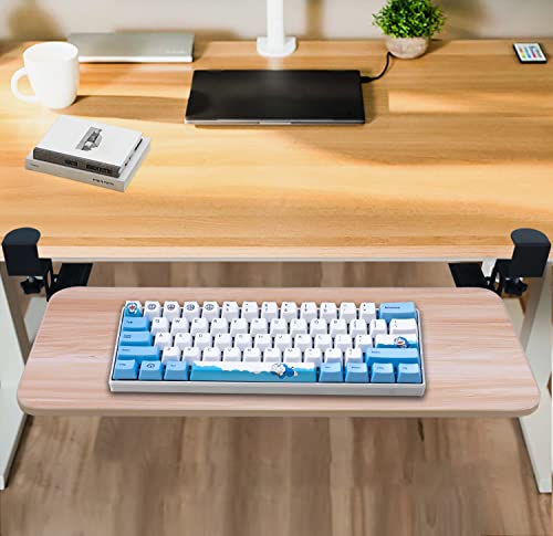 BOWEN EZ Keyboard Tray Under Desk, Slide-Out Keyboard Drawer Keyboard Platform, Clamp-On Mouse Keyboard Sliding Tray Computer Desk Extender for Typing Workstation, 25.3" W x 9.8" D