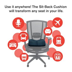 ObusForme Sit-Back Cushion – Seat Cushion and Posture Support, Contoured Ergonomic Design for Soothing Relief, Memory Foam Lumbar Support Pillow for Office Chairs and More