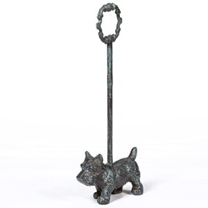 wempolu cast iron door stopper with handle, 4.88 lbs decorative metal dog door stop, antique blue