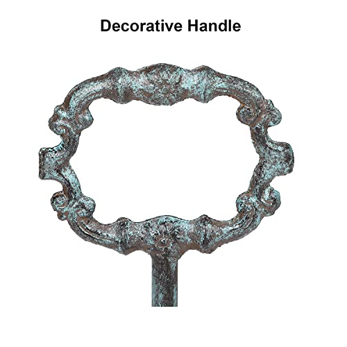 WEMPOLU Cast Iron Door Stopper with Handle, 4.88 Lbs Decorative Metal Dog Door Stop, Antique Blue