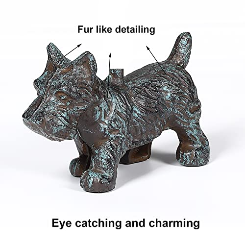 WEMPOLU Cast Iron Door Stopper with Handle, 4.88 Lbs Decorative Metal Dog Door Stop, Antique Blue