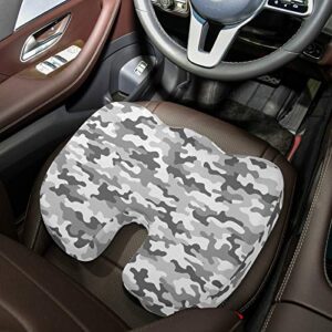 Qilmy Camouflage Seat Cushion Cover Breathable Non-Slip Memory Foam Seat Cushion Cover for Office Chair Car Wheelchair, 17 x 14 x 2.2 Inch