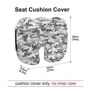 Qilmy Camouflage Seat Cushion Cover Breathable Non-Slip Memory Foam Seat Cushion Cover for Office Chair Car Wheelchair, 17 x 14 x 2.2 Inch