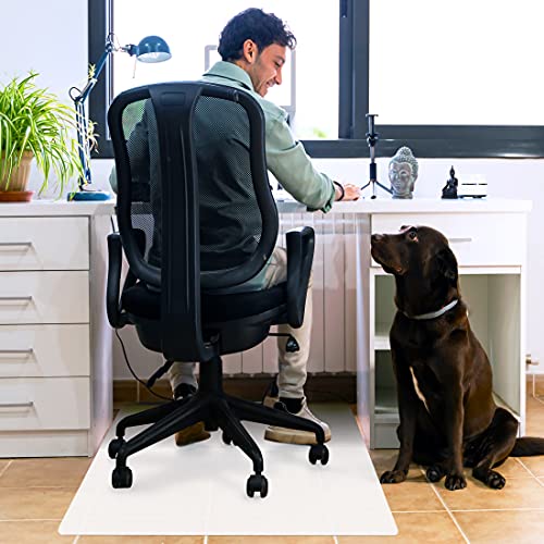 Marvelux Anti-Slip Chair Mat for Hard Floors, 35.5" x 46" Durable White Office Hardwood Floor Protector with Non-Slip Backing, Rectangular, Durable Eco-Friendly Polypropylene, Foldable, Multiple Sizes