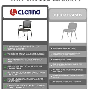 CLATINA Home Office Desk Chair No Wheels,Ergonomic Mesh Mid Back Stacking Arm Chair for Remote Learning,Small Office,Guest Chair,College Apartment - Alba Black