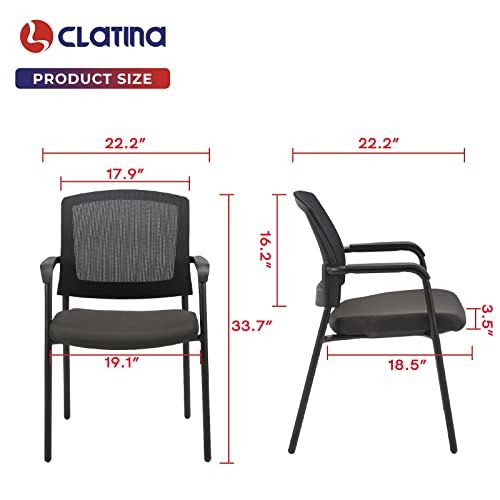 CLATINA Home Office Desk Chair No Wheels,Ergonomic Mesh Mid Back Stacking Arm Chair for Remote Learning,Small Office,Guest Chair,College Apartment - Alba Black