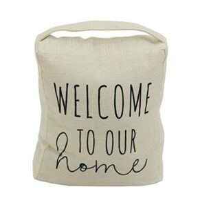 welcome to our home door stop with handle|decorative weighted fabric door stopper for bedroom,living room and exterior doors