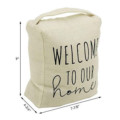 Welcome to Our Home Door Stop with Handle|Decorative Weighted Fabric Door Stopper for Bedroom,Living Room and Exterior Doors