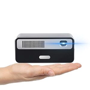 pocket smart mini projector, hd image with wi-fi bluetooth, 300 ansi lumen, battery powered portable video beam, auto keystone mechanical focus, hifi stereo, 100 inch for watching anywhere