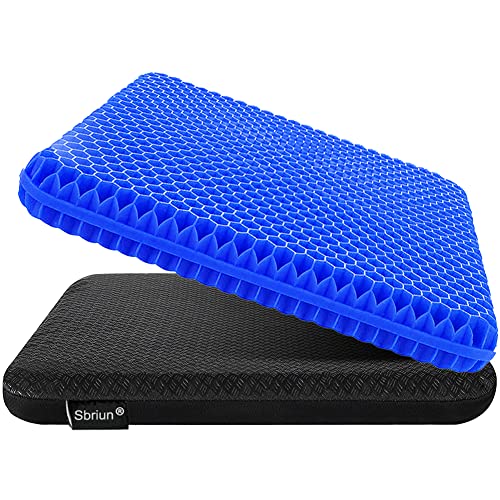 Gel Seat Cushion, 2inch Extra Thick Egg Gel Cushion Office Seat Cushion Home Chair Pads, Breathable Cooling Car Seat Cushion for Reduce Sweat, Pressure Relief Cushion for Wheelchair (Blue)