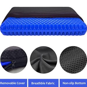 Gel Seat Cushion, 2inch Extra Thick Egg Gel Cushion Office Seat Cushion Home Chair Pads, Breathable Cooling Car Seat Cushion for Reduce Sweat, Pressure Relief Cushion for Wheelchair (Blue)
