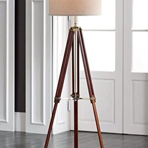 Cherry Finish Wood Surveyor Tripod Floor Lamp