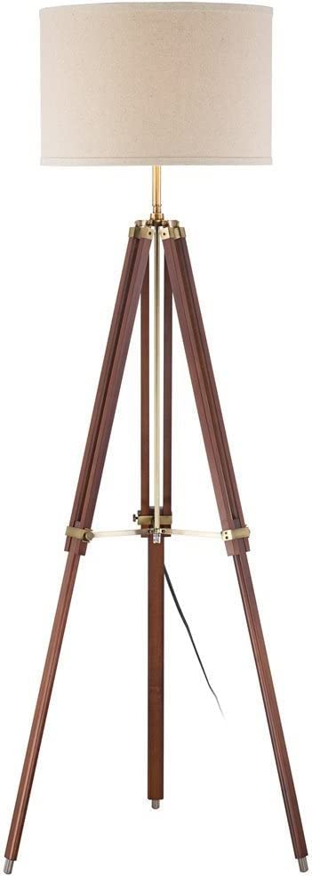 Cherry Finish Wood Surveyor Tripod Floor Lamp