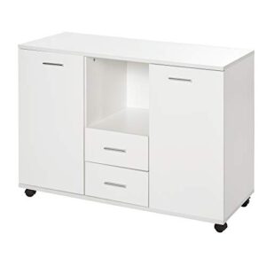 vinsetto multifunction office filing cabinet printer stand with 2 drawers, 2 shelves, & smooth counter surface, white