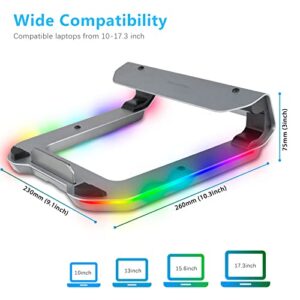 ESGAMING RGB Laptop Stand for Desk with 4 Port USB 3.0 Hub, Ergonomic Anti-Slip Computer Stand Holder, Type C Cable, 10 RGB Modes, Aluminum Notebook Stand Laptop Riser Compatible up to 17.3" Laptops