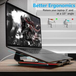 ESGAMING RGB Laptop Stand for Desk with 4 Port USB 3.0 Hub, Ergonomic Anti-Slip Computer Stand Holder, Type C Cable, 10 RGB Modes, Aluminum Notebook Stand Laptop Riser Compatible up to 17.3" Laptops