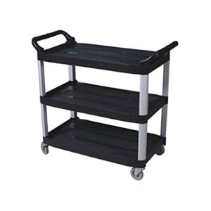fixturedisplays foodservice cart 330lbs capaticy 3 shelf utility cart push transfer storage tray mobile tool bus printer cart 33 x 17 x 38″ outside dimmensions 26x17 shelf size 18002