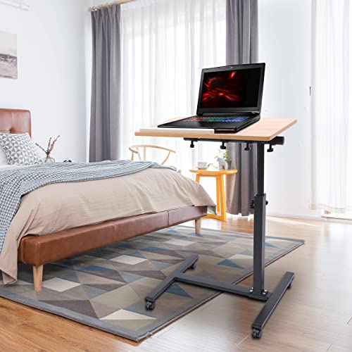 Fetcoi Rolling Laptop Desk, Desktop 360°Rotation Height Adjustable Laptop Table Laptop Cart Laptop Stand for Couch, Bed, Recliner, Chair, Standing