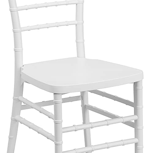 EMMA + OLIVER White Resin Stacking Chiavari Chair