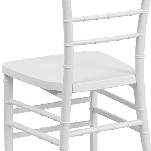 EMMA + OLIVER White Resin Stacking Chiavari Chair