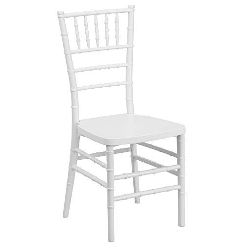 EMMA + OLIVER White Resin Stacking Chiavari Chair