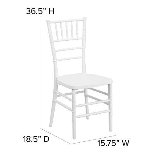 EMMA + OLIVER White Resin Stacking Chiavari Chair