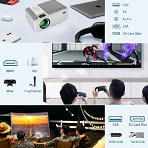 Mini 1080p Projector with WiFi and Bluetooth Outdoor, Portable Home Theater Full HD Bedroom Projector Wireless Sync for iPhone/Android, TV Projectors with Apps Netflix Android OS, HDMI AV USB Port