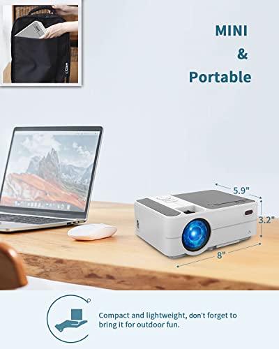 Mini 1080p Projector with WiFi and Bluetooth Outdoor, Portable Home Theater Full HD Bedroom Projector Wireless Sync for iPhone/Android, TV Projectors with Apps Netflix Android OS, HDMI AV USB Port