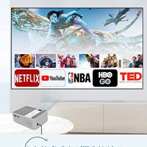 Mini 1080p Projector with WiFi and Bluetooth Outdoor, Portable Home Theater Full HD Bedroom Projector Wireless Sync for iPhone/Android, TV Projectors with Apps Netflix Android OS, HDMI AV USB Port