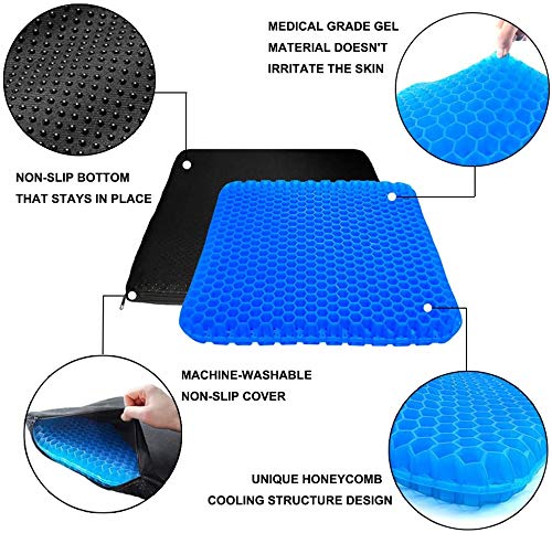 Kays Gel Seat Cushion, Seat Pad, Seat Pillow, Wheelchair pad and Long Sitting Cushion, Breathable and Cooling Cushion