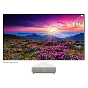Epson 120” EpiqVision Ultra LS500 Laser Ultra Short Throw Projection TV (120-inch Screen Included), 4000 lumens, 4K PRO-UHD, HDR, Android TV, HDMI 2.0, Built-in Speakers, Sports & Streaming - White